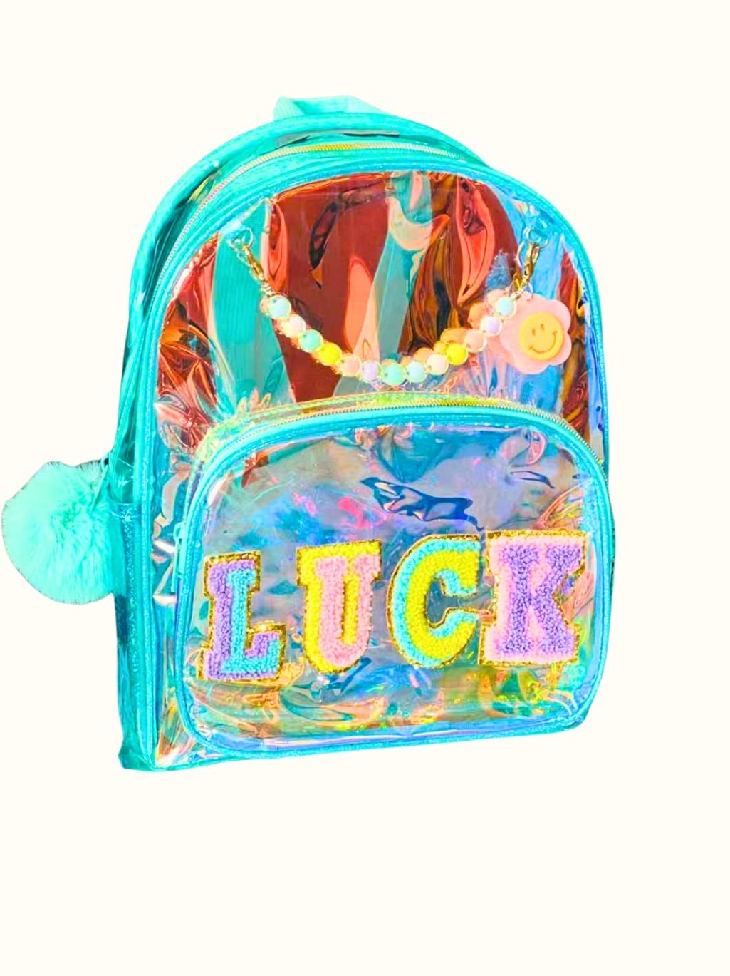Holographic Backpack – Pink Beaded Style For Girls
