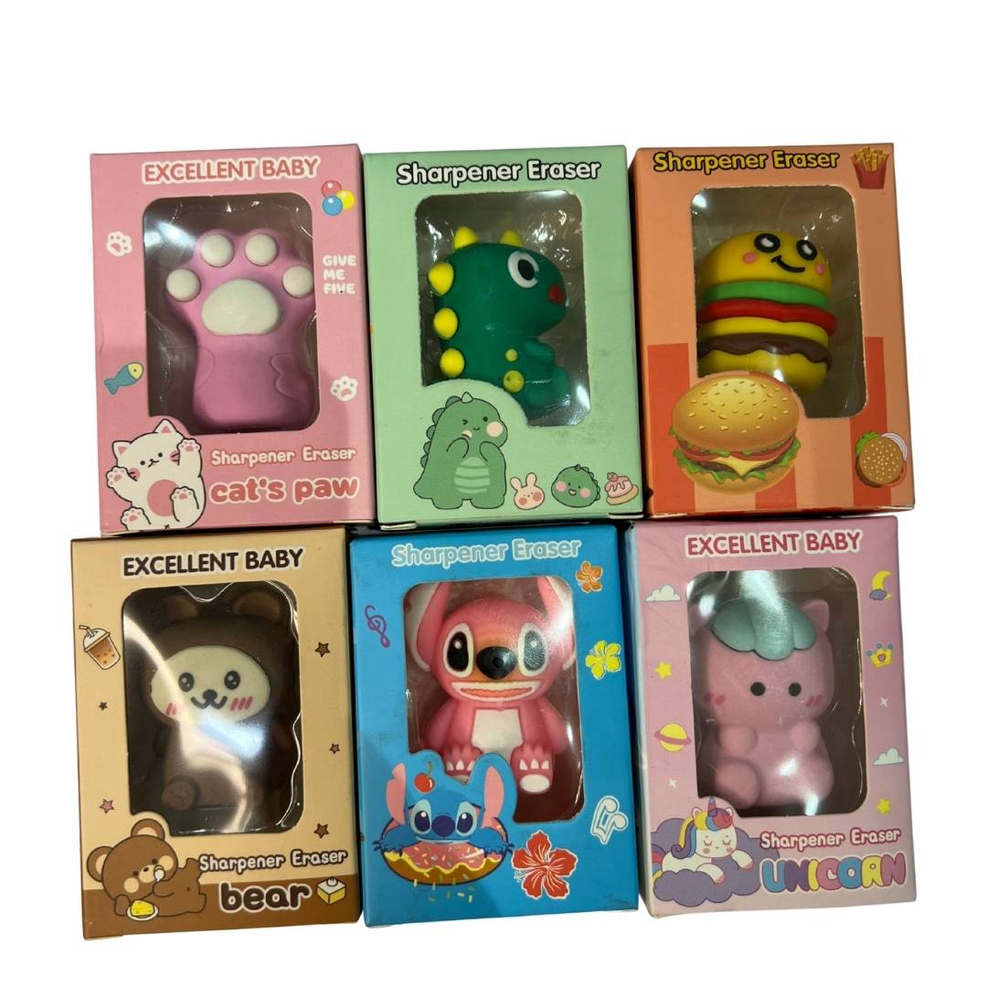 Eraser & Sharpener 2-in-1 - Various Designs
