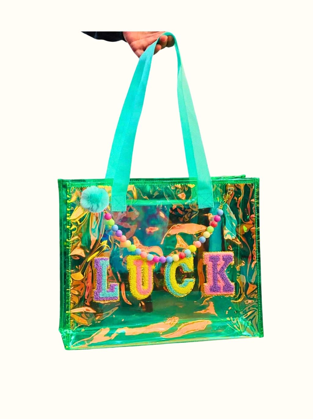 Girl Tote Bag – Holographic Beaded Shoulder Bag