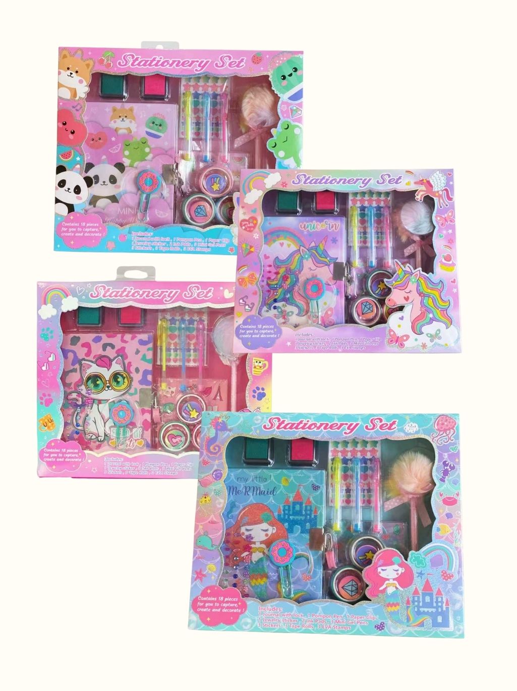 18-Piece Kids Stationery Gift Set – Cute Themed Journaling Kit