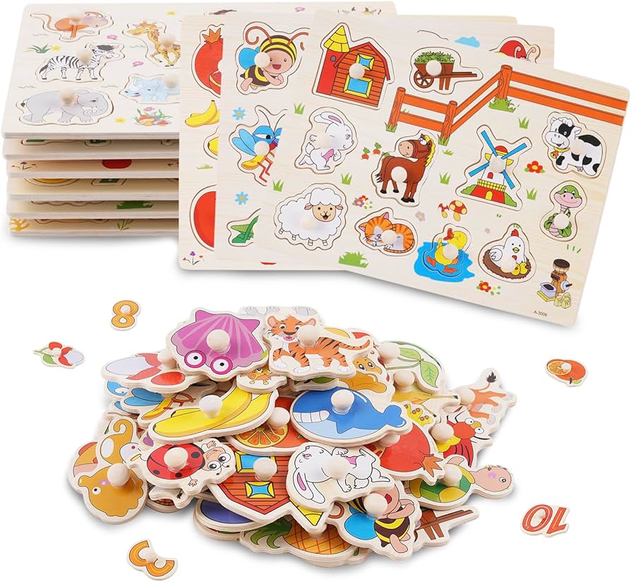 Wooden Peg Puzzle Board
