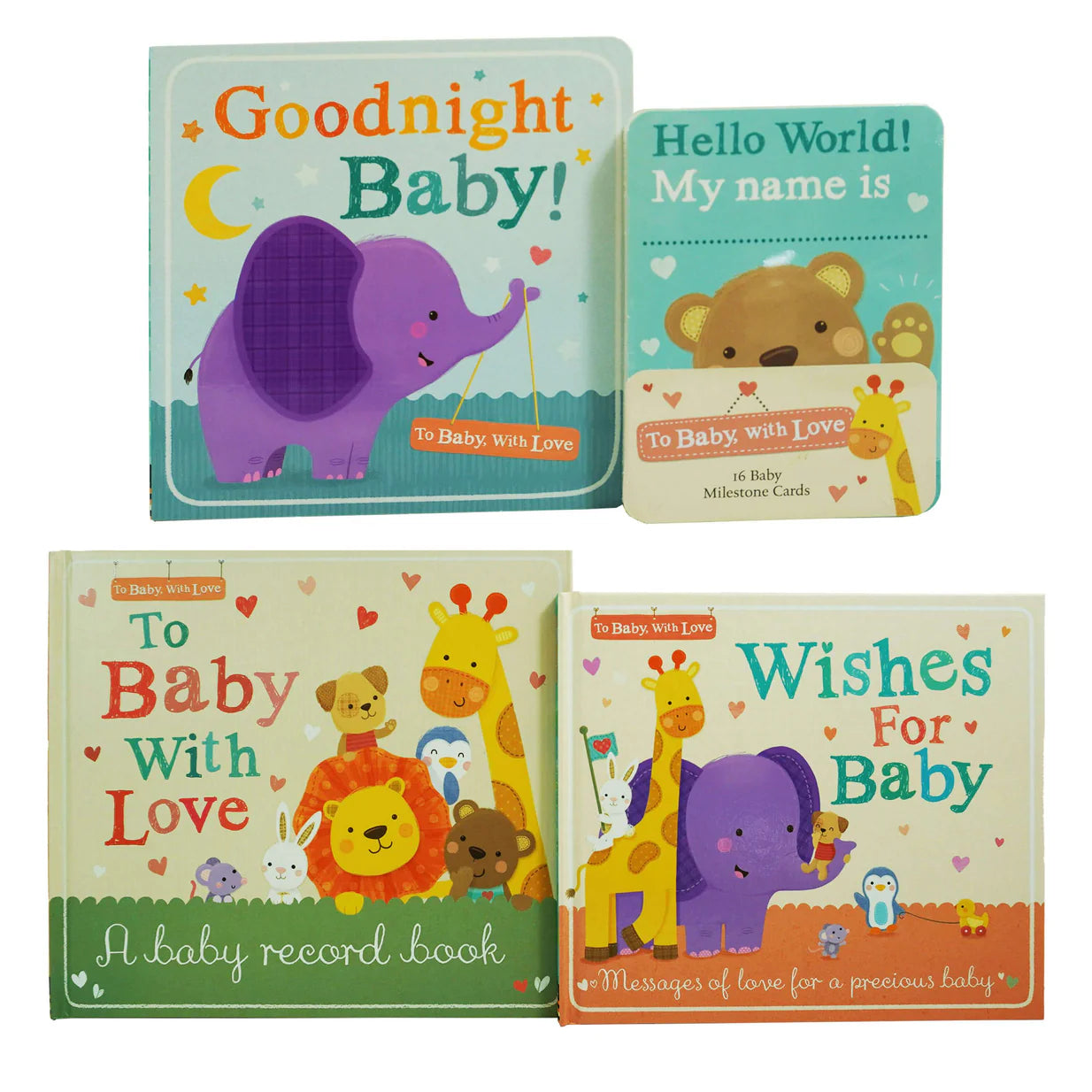 To Baby With Love Baby Gift Set 4 Books Set With 17 Milestone Cards