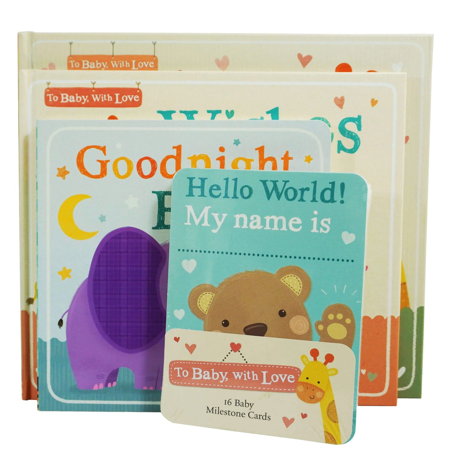 To Baby With Love Baby Gift Set 4 Books Set With 17 Milestone Cards