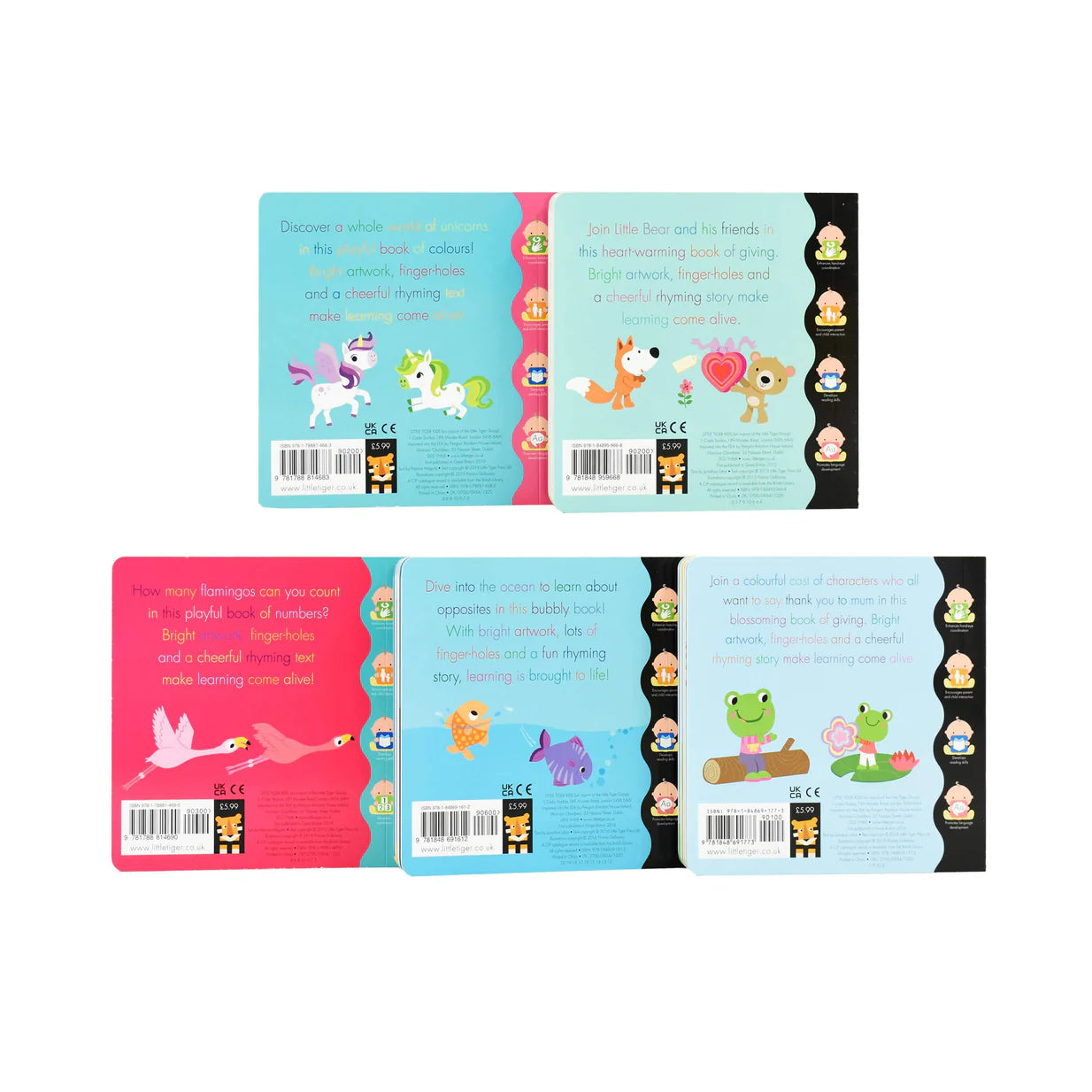My Little World 5 Board Books (Big Fish,Flamingo,Love Mummy,Kiss,Unicorn) By Little Tiger