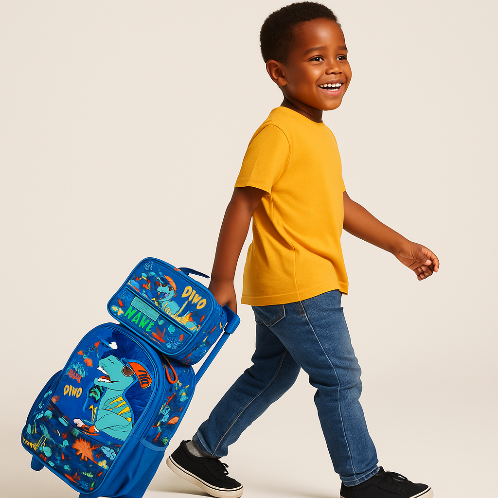 Trolley Backpack & Matching Lunch Bag Set – Spacious, Durable & Kid-Friendly
