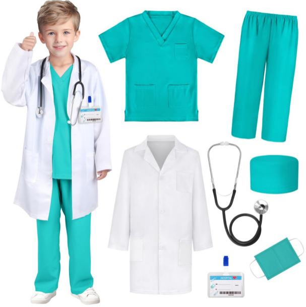 Kids Doctor Role Play Career Costume Set - Scrubs , Labcoat and other accessories