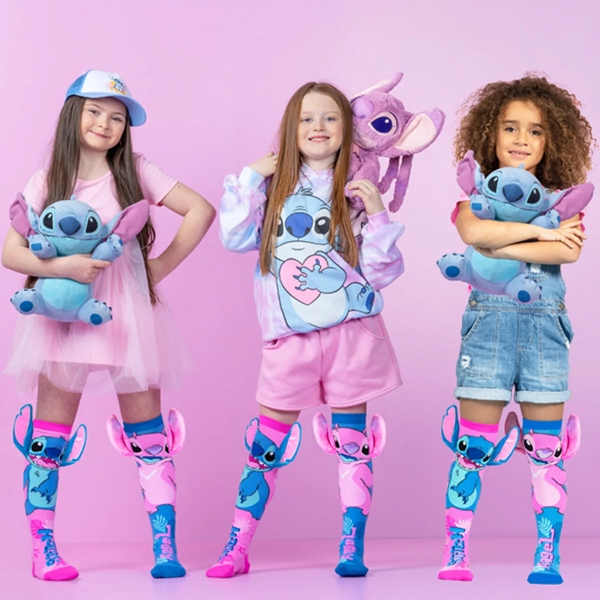 Stitch & Angel Knee-High Socks with 3D Plush Ears