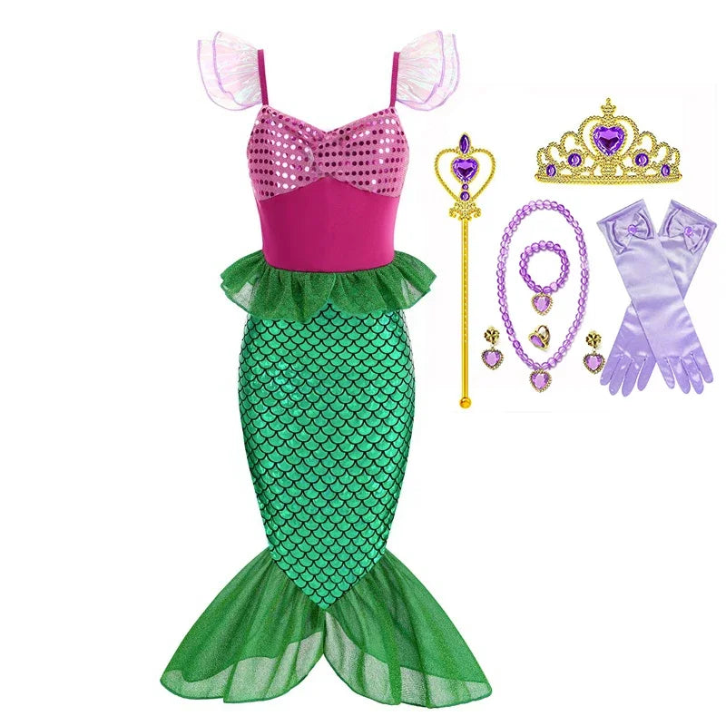 Little Mermaid Princess Costume Set with Accessories