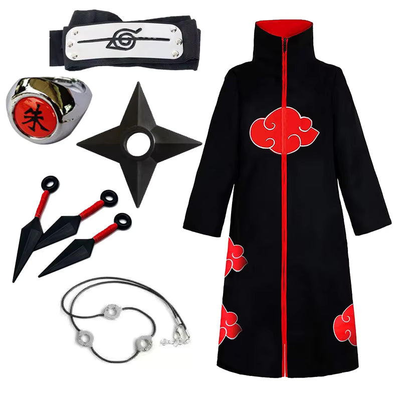 Naruto Akatsuki Cloak Costume for Children | Anime Cosplay Dress-Up Set