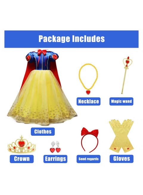Snow White Princess Costume with Accessories | Fairytale Princess Dress