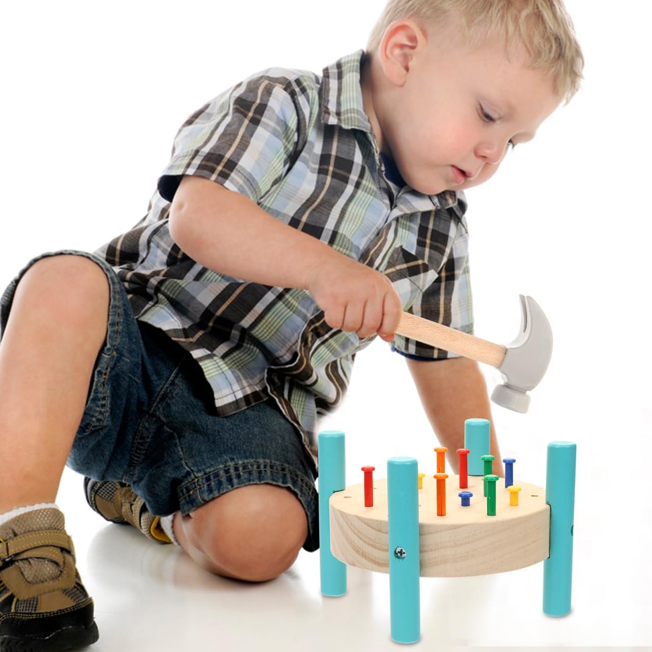Wooden Hammer Bench Toy | Montessori Pounding & Fine Motor Skills Activity