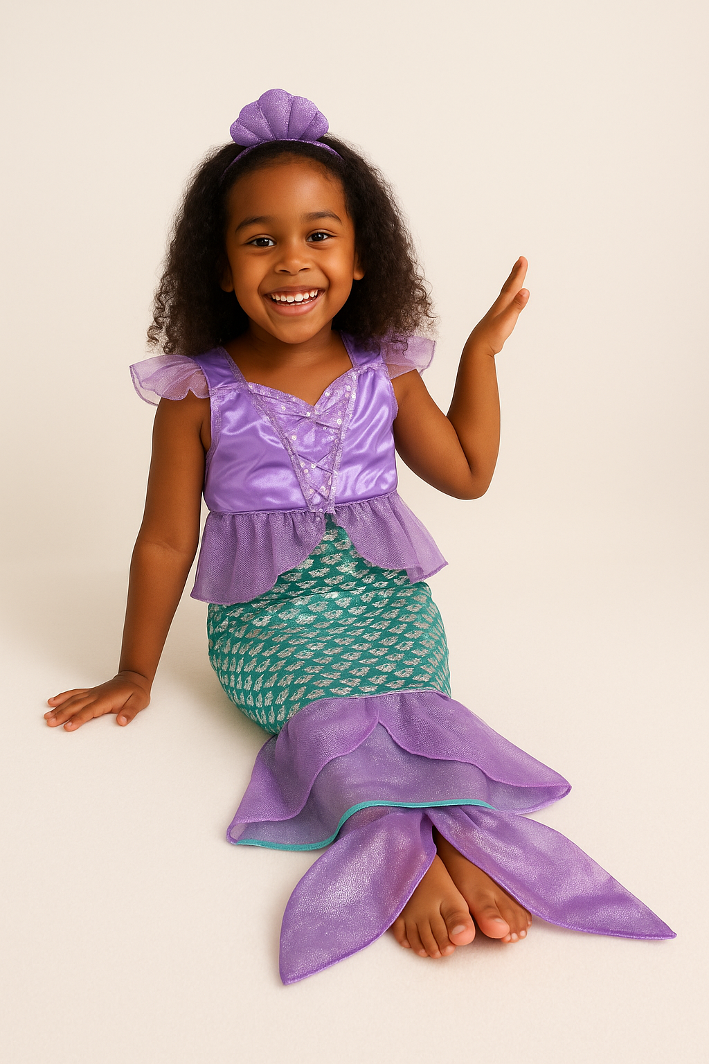 Mermaid Costume Dress – Purple & Teal with Shell Headband