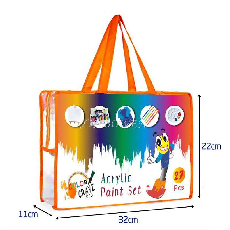 27-Piece Acrylic Painting Set for Kids – DIY Art Kit with Tote Bag & Easel