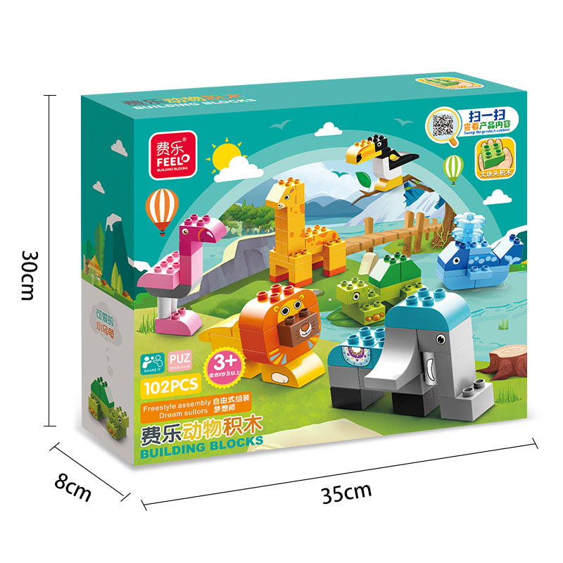 Animal Building Blocks Set – 102 Pieces Creative Play