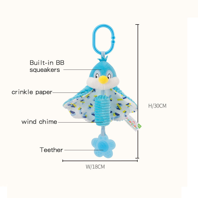 Hanging Animal Wind Chime Toys for Baby – With Teether & Crinkle Paper-bird/butterfly