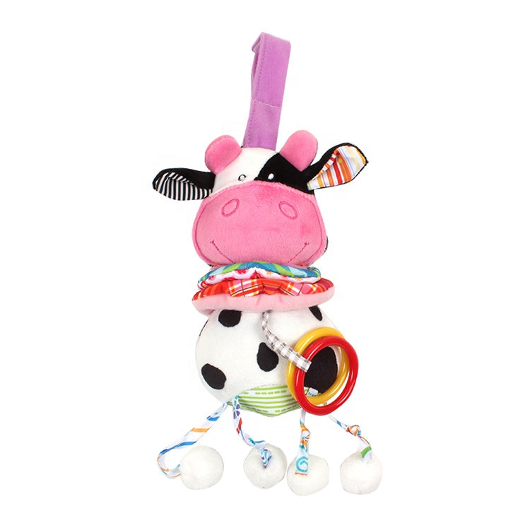 Cow Musical Pull Toy – Soft Hanging Baby Activity Plush