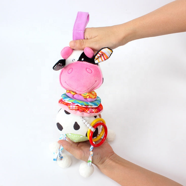 Cow Musical Pull Toy – Soft Hanging Baby Activity Plush