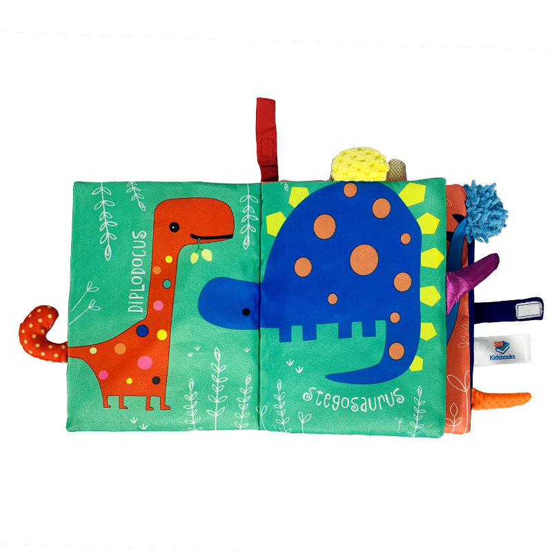 Dinosaur Fun Soft Book with animal tails – Textured Baby Cloth Book