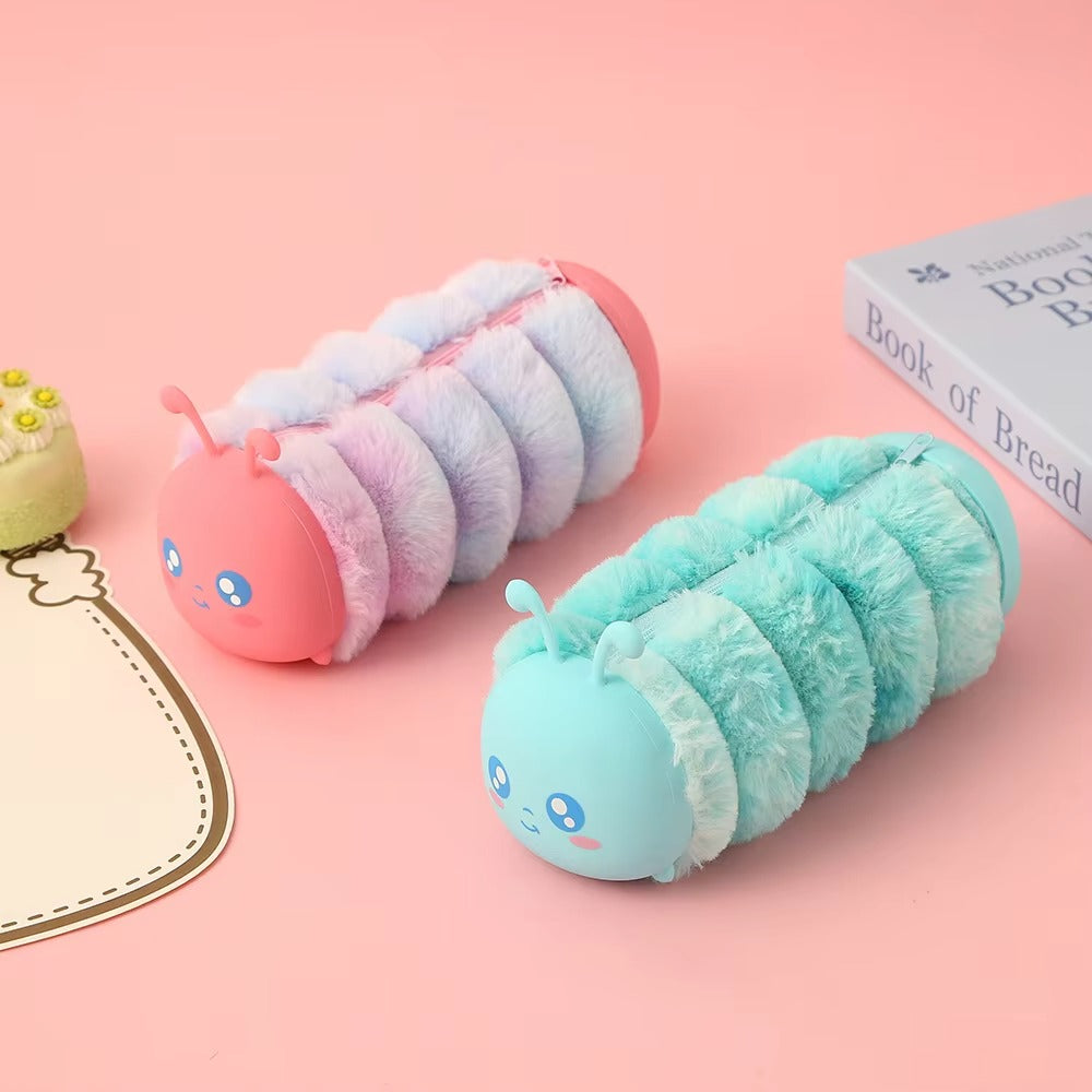 Fluffy Animal Pencil Pouch – Soft Zip Case