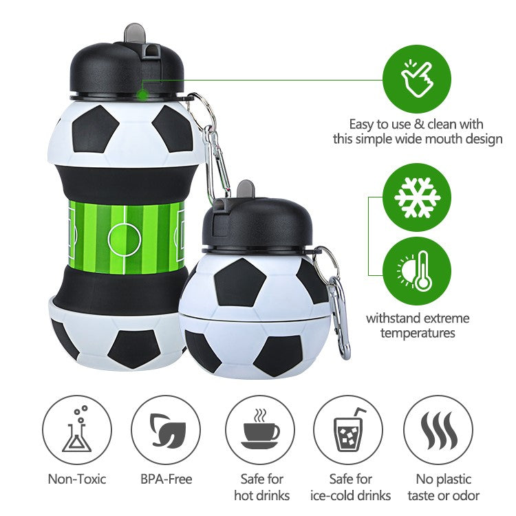 Foldable Silicone Water Bottle – With Clip