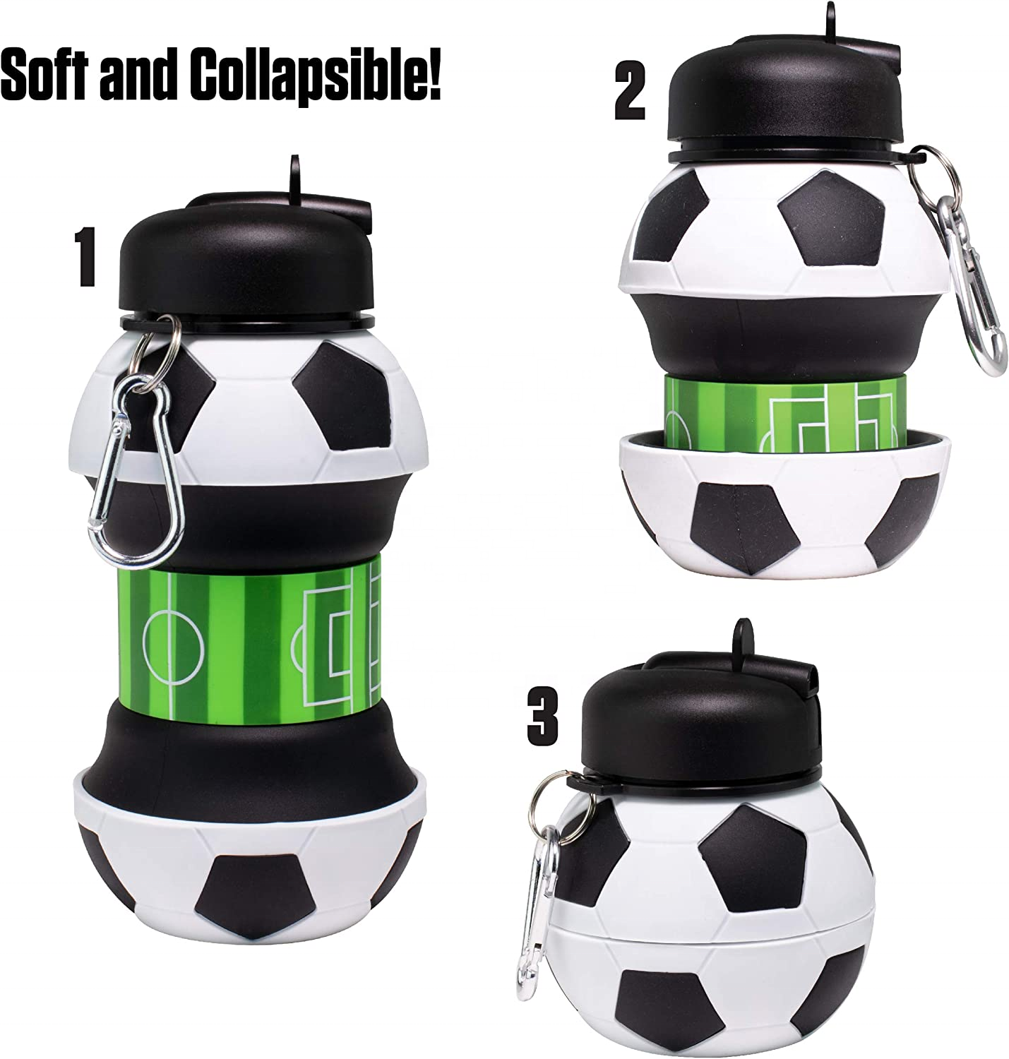 Foldable Silicone Water Bottle – With Clip