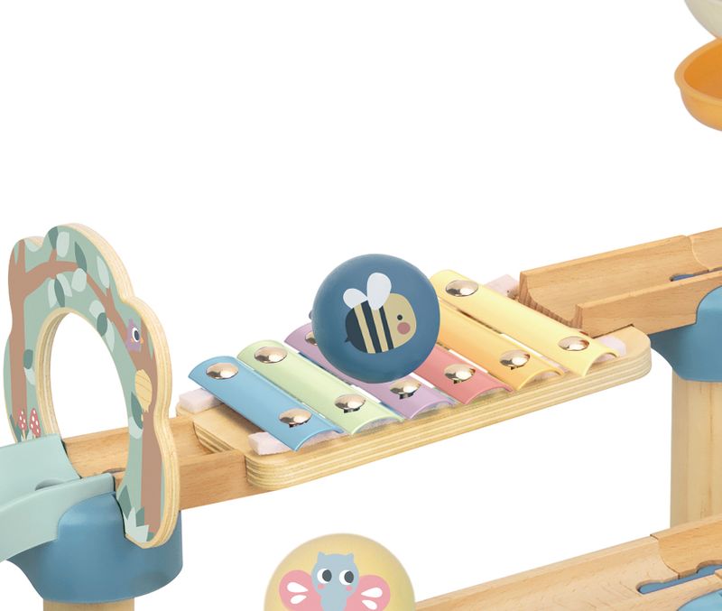 Tooky Toy Wooden Baby Marble Track - Pastel
