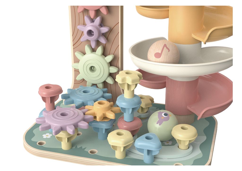 Tooky Toy Wooden Baby Marble Track - Pastel