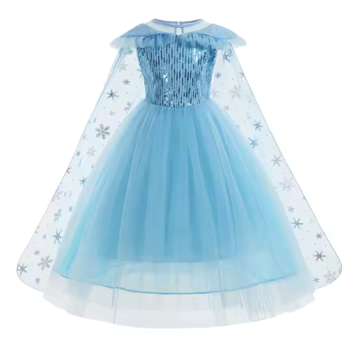 Ice Queen Princess Elsa Costume with Crown, Gloves & Jewelry – Kids Dress Up