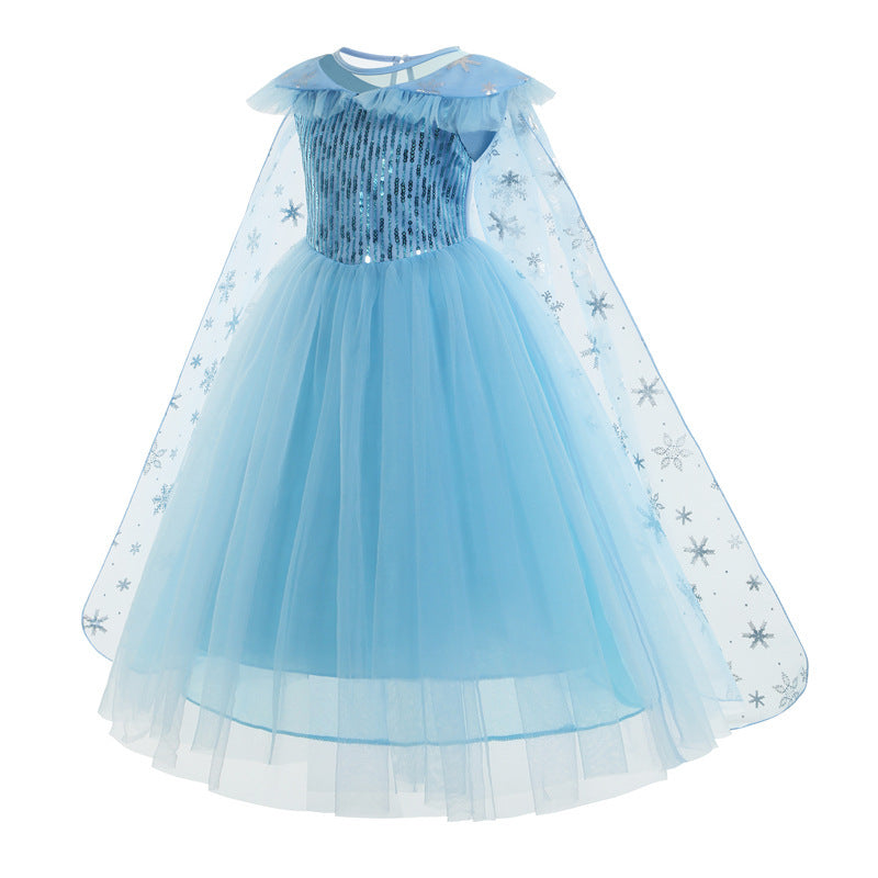 Ice Queen Princess Elsa Costume with Crown, Gloves & Jewelry – Kids Dress Up