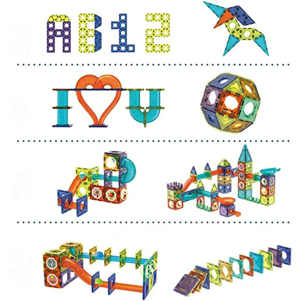 Magic Magnetic Blocks Marble Run – STEM Construction Toy