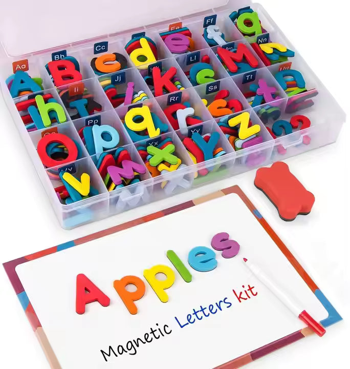 227Pcs Magnetic Letters Numbers for Kids with Dry Erase Magnetic Board & Storage Box - Magnetic Letters classroom set, Educational Refrigerator Magnets for Kids Preschool Learning & Spelling Toy Game