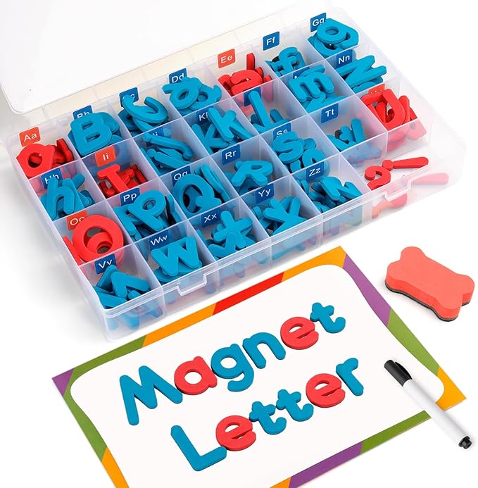 227Pcs Magnetic Letters Numbers for Kids with Dry Erase Magnetic Board & Storage Box - Magnetic Letters classroom set, Educational Refrigerator Magnets for Kids Preschool Learning & Spelling Toy Game