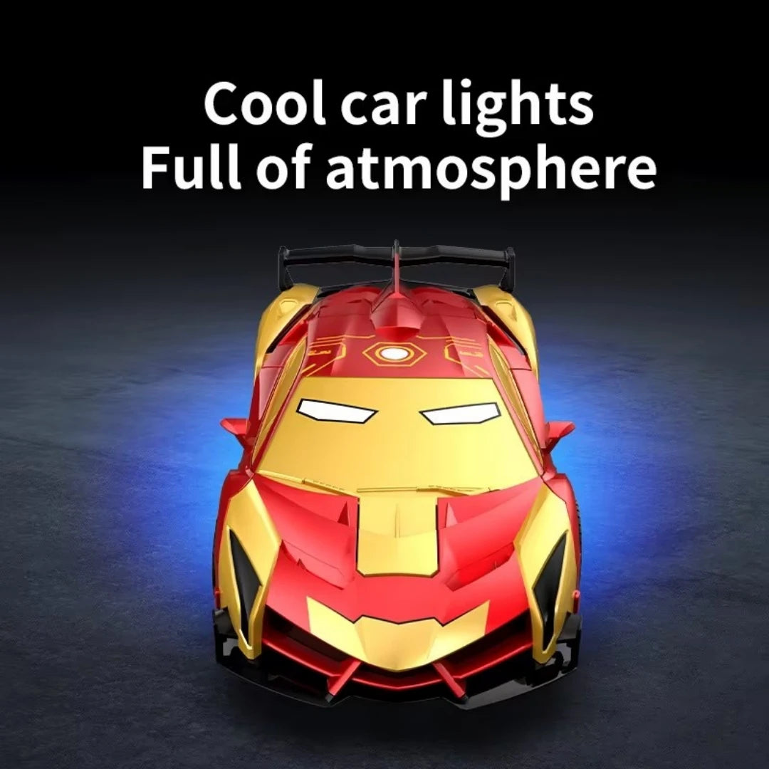 1:18 RC Transforming Iron Man Robot Car – Remote Control Hero Deformation Stunt Car with Lights
