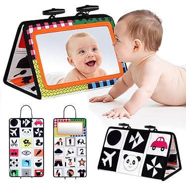 Mirror Tummy Time Toy, Double Sided High Contrast – Baby Visual Development
