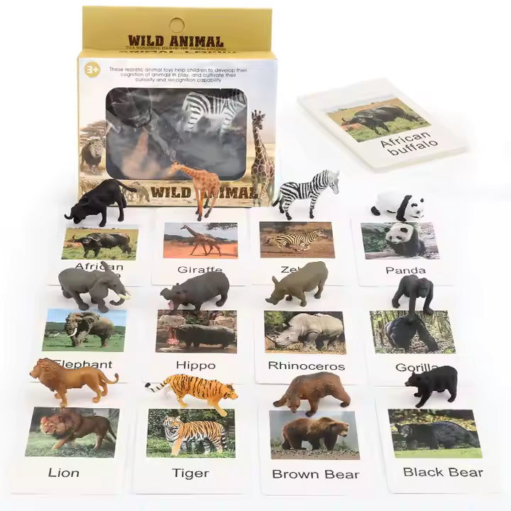 Montessori Animal Matching & Sorting Game – Educational Shape Language Cards and Animal Figurines