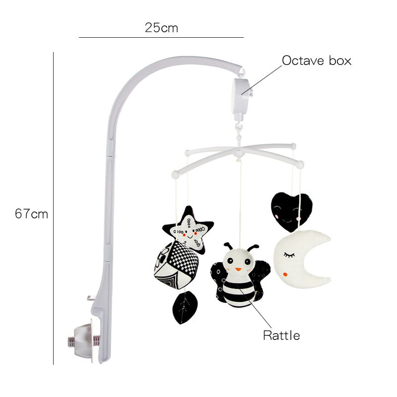 Musical Bee & Moon Crib Mobile – Black & White