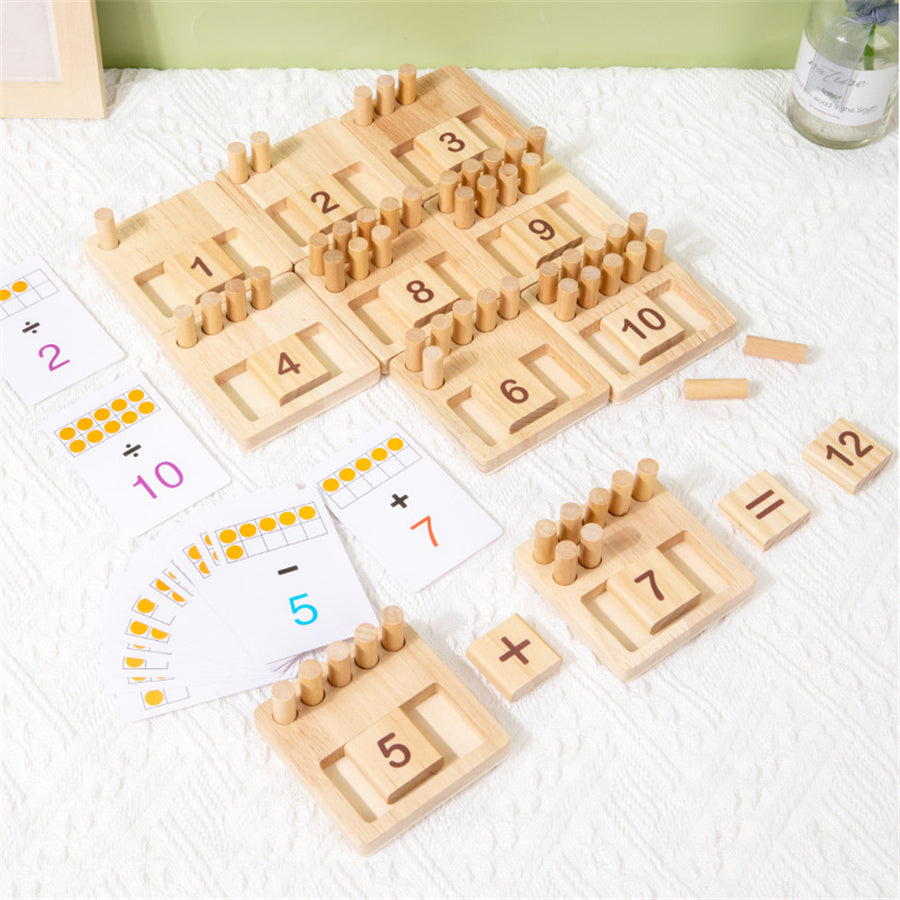 Wooden Math Toy for Kids – Counting, Addition, Subtraction, Multiplication, Division