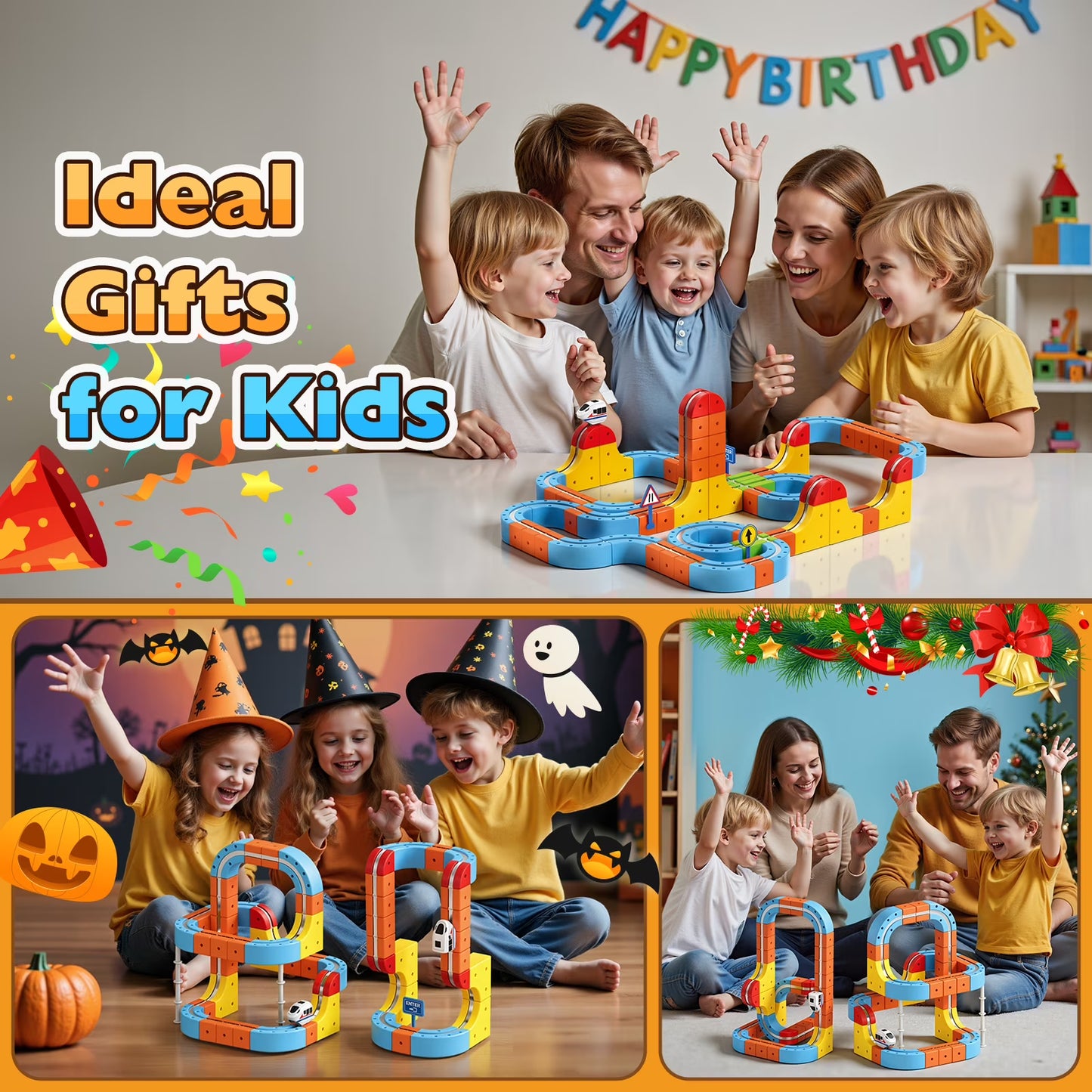 Orbital Car Magnetic Race Track Set - 80 Pieces STEM Building Toy