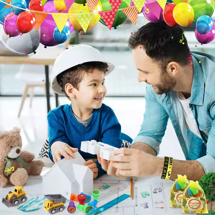 122-Piece Construction Party Favors – Mini Trucks, Stickers, Tools & Birthday Gift Pack for Boys