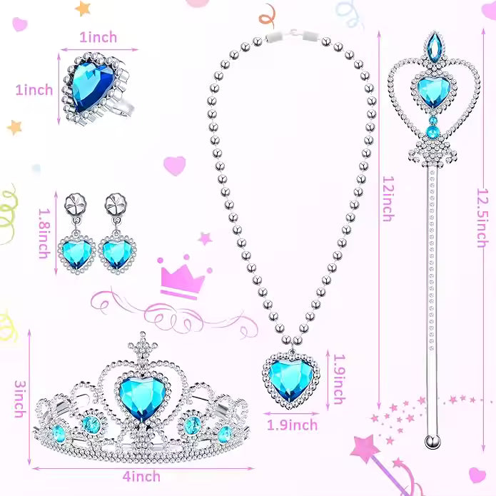 60PCS Princess Jewelry Pretend Play Set – Crown, Wand, Rings & More