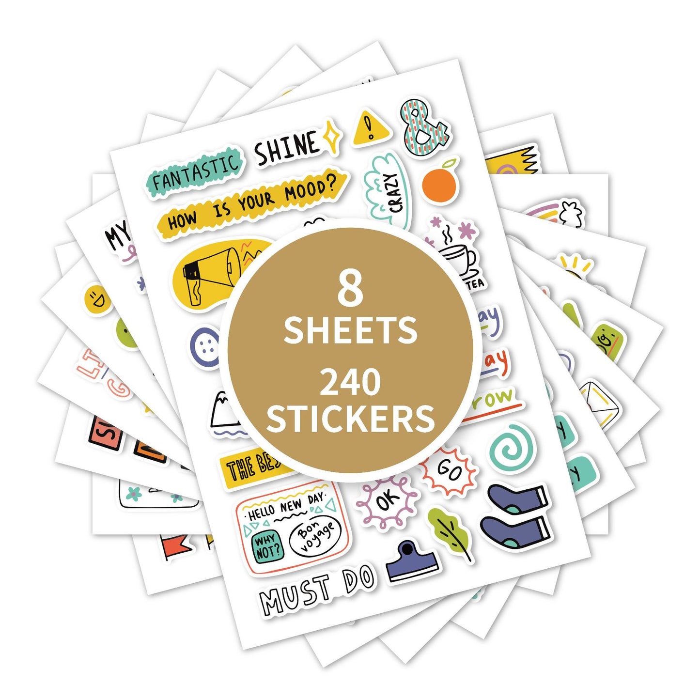 Daily Planner Sticker Set – 240 Fun & Functional Stickers (8 Sheets)