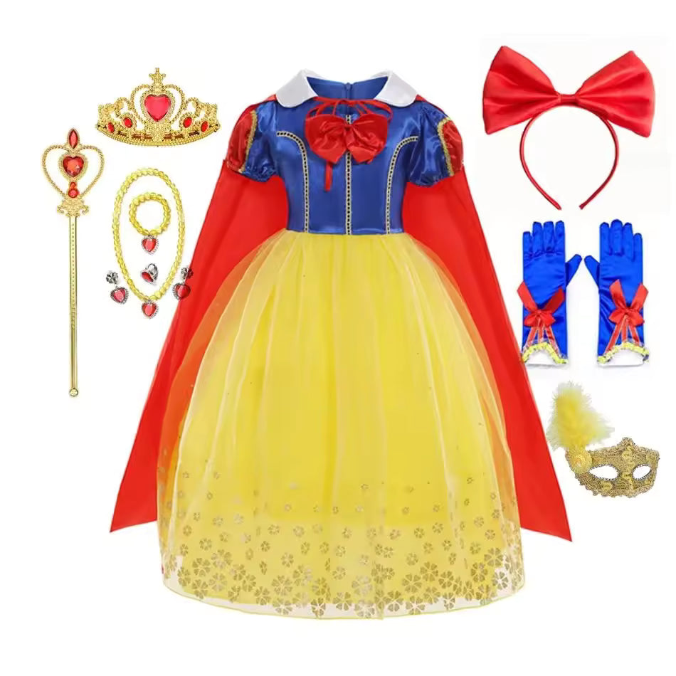 Snow White Princess Dress – Yellow, Red & Blue with Cape