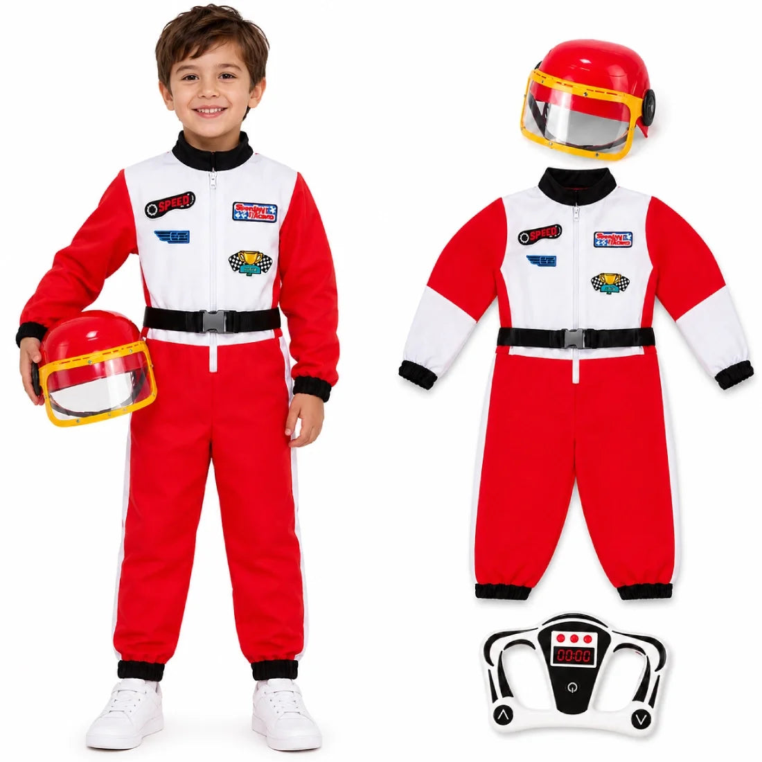 Kids Racing Driver Costume Set with Helmet