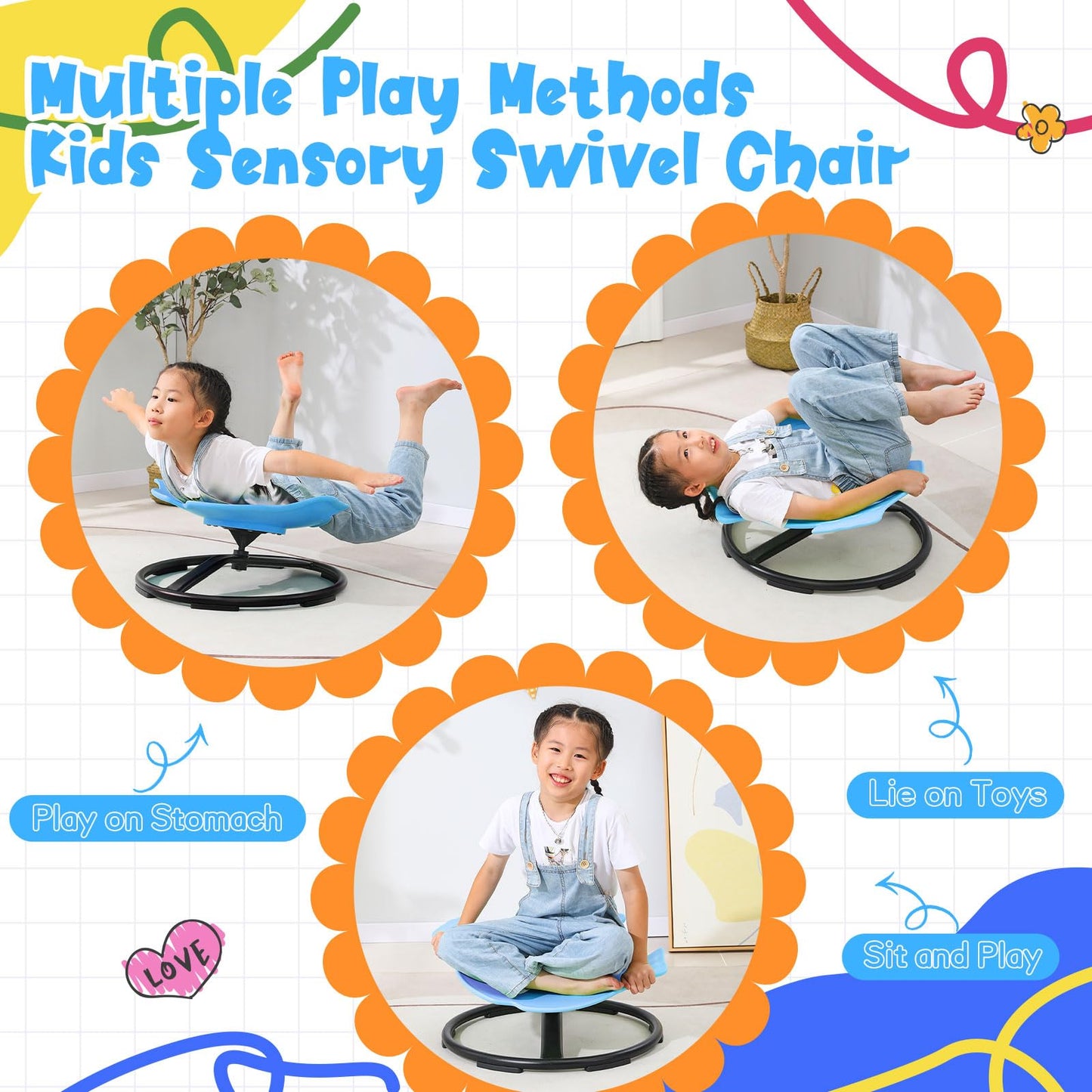 Swivel Balance Chair for Kids – Spinning Sensory Seat for Focus, ADHD & Autism Support (Ages 3–16)