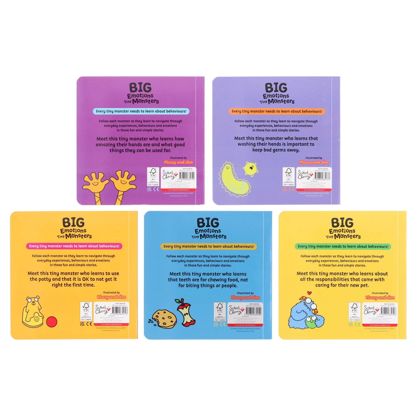 Big Emotions Tiny Monsters Manners & Behaviours Illustrated 5 Books Collection Set - Ages 3-5 - Board Book