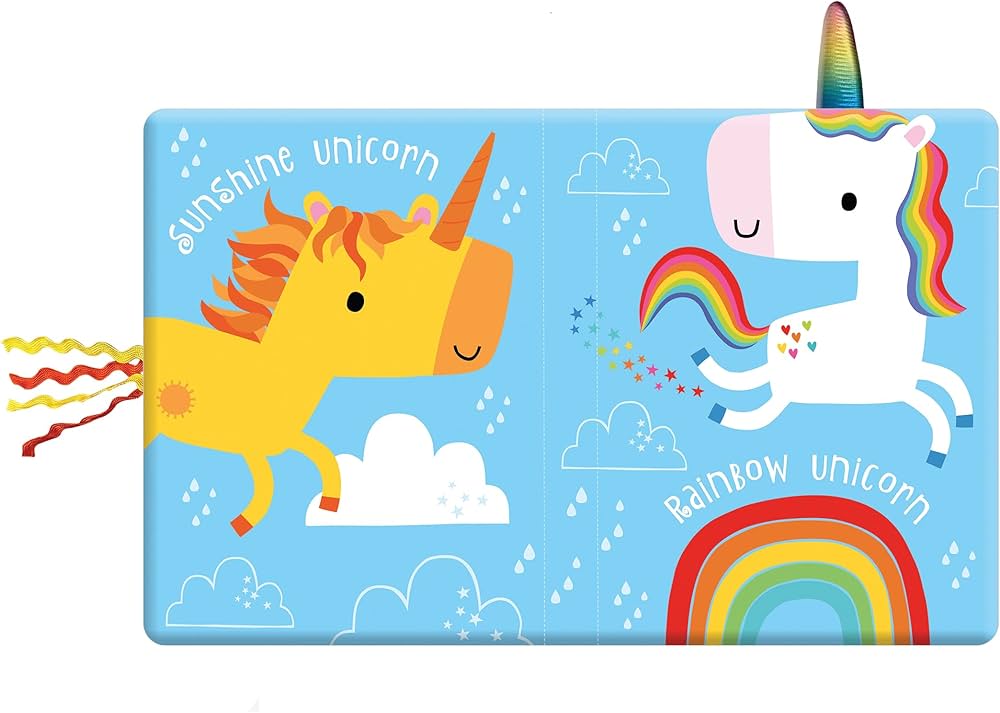 Unicorn Fun Touch & Feel Sensory Cloth Book for Babies – Crinkly Interactive Soft Book with Textured Tails
