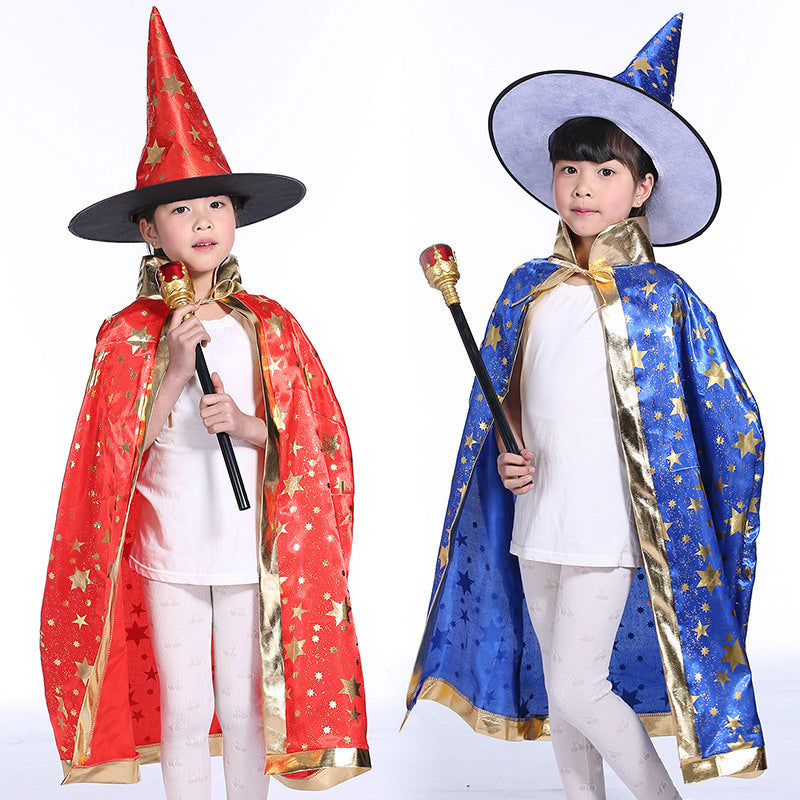Kids Wizard & Witch Costume Set with Hat | Halloween & Pretend Play Cape