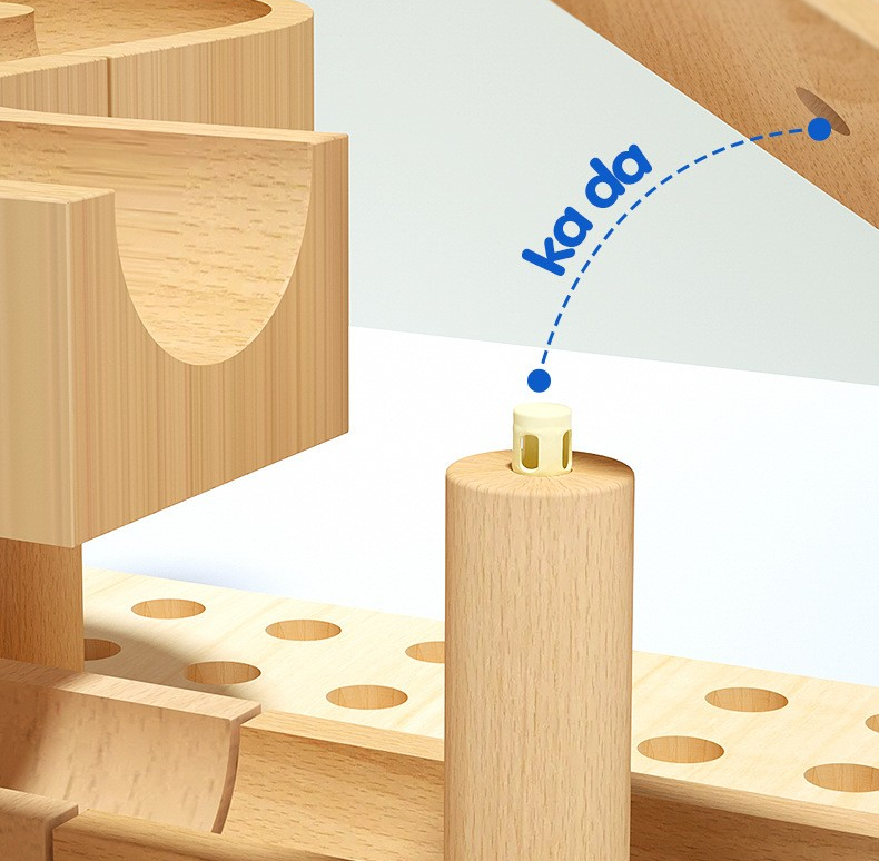 Montessori Wooden Marble Run – 3-Level Track Toy
