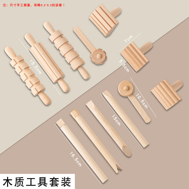 12-Piece Wooden Playdough Tool Set – Montessori Rolling Pin Kit