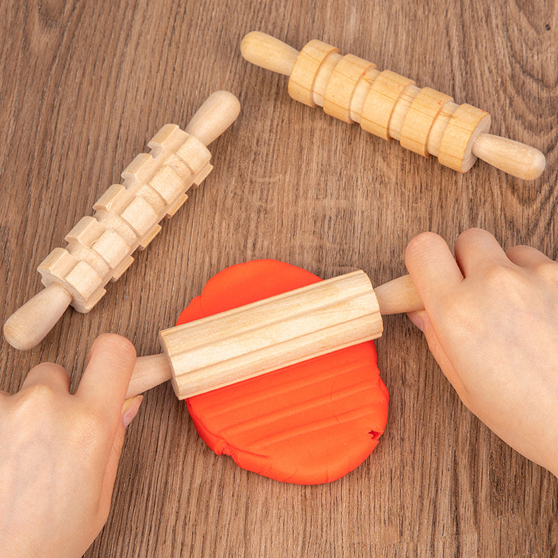 12-Piece Wooden Playdough Tool Set – Montessori Rolling Pin Kit
